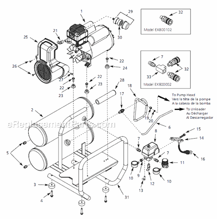 Page A Diagram and Parts List for EX800002 2002 Campbell Hausfeld Compressor
